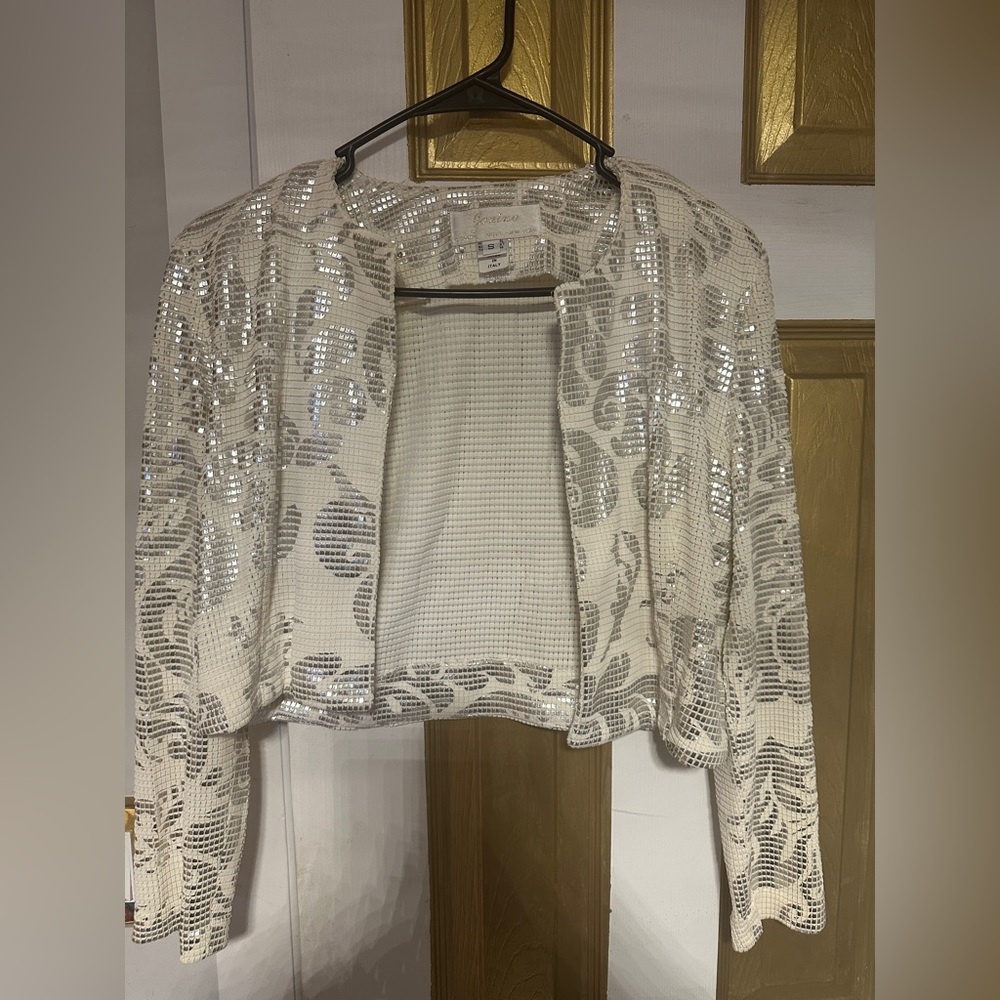 Sequin Embellished White Jacket